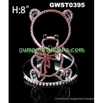 Rhinestone barato urso tiara coroa-GWST0395